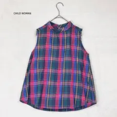 試着のみ【child woman】ギンガム 半袖 ブラウス - メルカリ