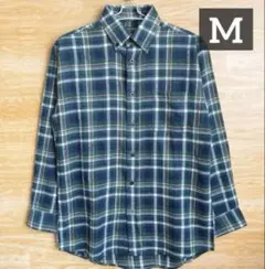 【新品】メンズ　ネルシャツ　チェック柄　長袖　グリーン