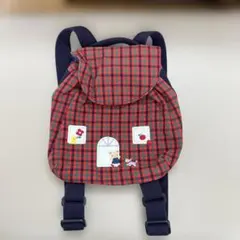 ファミリア　リュック　赤　チェック