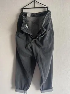 ダークグレー ハイウエストデニム