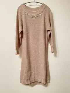 イーハイフンワールドギャラリー　ビジュー付きニットロングワンピース