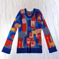 極美品 PLEATS PLEASE 総柄 ブラウス ハイネック 長袖カットソー3