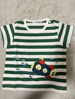 【新品未使用✨】ファミリア　familiar 緑と白ストライプ Tシャツ