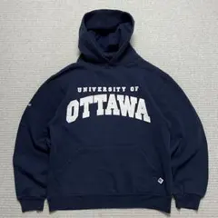 90s ラッセルアスレティック カレッジパーカー オタワ大学 ネイビー