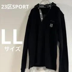 23区SPORT ポロシャツ 長袖　ボア　LLサイズ　ブラック　チェック　ロゴ入のサムネイル