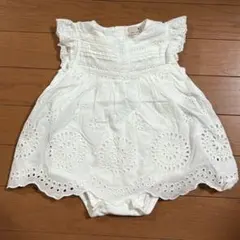 プティマイン　レース　ロンパース　80cm 白　petitmain ワンピース