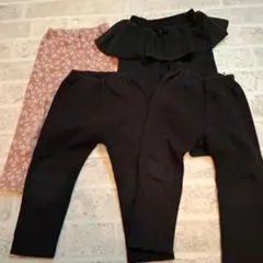 UNIQLOフリースレギパン（花柄・無地）90cm