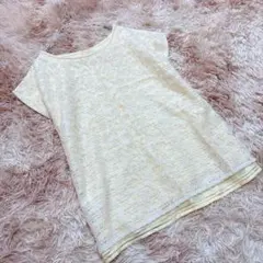 any SiS（2）レーストップス 花柄 半袖 レイヤード風 フェミニン 黄色