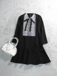 ザラ ZARA フロントレース 裾切り替え リボン チュニック ワンピース XS