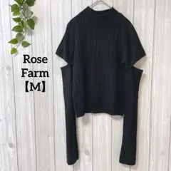 a855＊Rose Farm アーム付きリブニット　黒【M】お洒落　韓国風
