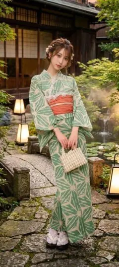新品未使用 綿麻 浴衣 変わり織り 麻の葉 雪花絞り風 花 ゆかた 夏着物 匿名配送】浴衣、帯セット 綿麻 変わり織り 麻の葉 雪花絞り風 花 夏