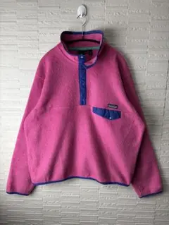 90s patagonia USA製　フリースシンチラスナップtシャツ　ピンクL