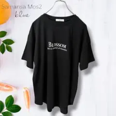 サマンサモスモスブルー バックフォトプリント Tシャツ 黒 フリー チュニック丈のサムネイル