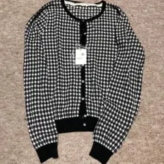 未使用earth music&ecologyモノトーンチェック柄カーディガン