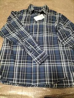 未使用　BEAMS HEART　M　コットン　ブルー　チェック　ネルシャツ　タグ