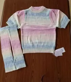 【clear】マルチカラー 半袖ニットセーター　腕カバーつき