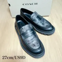 COACH コーチCAP35カモフラージュ プラットフォームローファー
