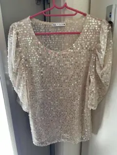 『アキノ様専用』ZARA （ザラ）のスパンコールパフスリーブトップス（ブラウス）