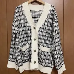 GU チェックオーバーサイズカーディガン レディース