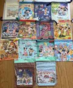 新品タグ付東京ディズニーリゾート巾着14点セット ダッフィーミッキーミニーホテル