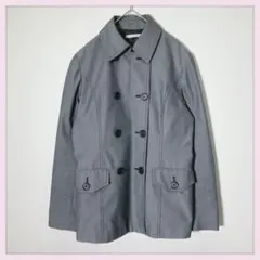 エルプラネット コート アウター 38 グレー 無地 ダブルブレスト オフィス