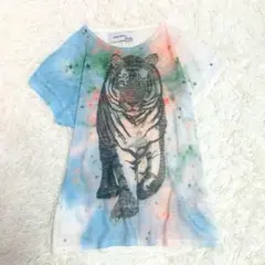 ZARA 半袖 プルオーバー トラ柄 アニマル 透け感