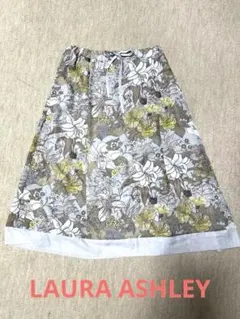 ローラアシュレイ/花柄フレアスカート 裏地付/膝下丈