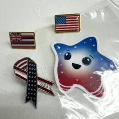 大阪 関西 万博 アメリカ 国旗 ピンズ スパークのステッカー　4点セット