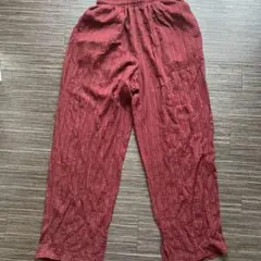L*Y様 LAKOLE バーガンディ ストライプ ワイドパンツ