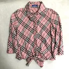 ◾︎美品◾︎ バーバリーブルーレーベル 七部 リボン シャツノバチェック ホースロゴ