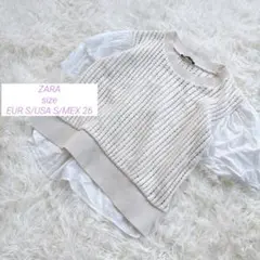 【ZARA/ザラ】ニットベスト/ドッキングブラウス/アイボリー系/S/重ね着風のサムネイル