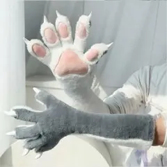 ケモノ足 フットパー ホワイト ピンク肉球 爪付き ハンドメイド