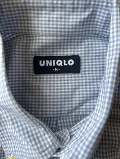 OLDUNIQLO紺タグBDシャツスカイブルーギンガムチェック美品Ｍサイズ90年
