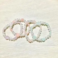カラフルハートビーズブレスレット4個セット