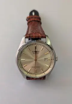 CASIO MTP-1175 クォーツ腕時計 ゴールド文字盤 レザーベルト