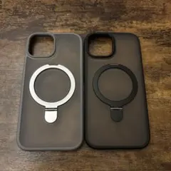 iPhone15用マグネットケース グレー・ブラック