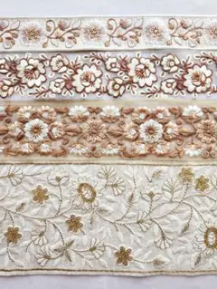インド刺繍リボンアソート　101 太幅含む4種　各50㎝　計2m