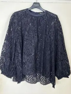 Drawer ドゥロワー レース ヘムスカラップ ブラウス ネイビー 38 Yahoo!オークション -「drawer レース ブラウス」(ドゥロワー