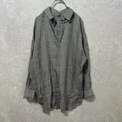 ロートレアモン（38）グレンチェックブラウス＊ロング＊Vネック＊オーバーサイズ