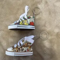 ディズニー チップとデール、スヌーピー靴キーホルダー