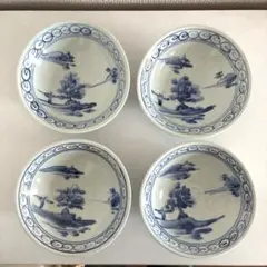 579)アンティークな青白い風景画の浅皿4枚セット - メルカリ