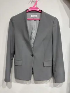 PLST グレー ノーカラージャケット XS