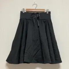 【イング】INGNI フレアスカート 膝丈 レースアップ ブラック レディース