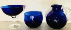 コバルトブルー ガラス製 蓋付き コンポート - メルカリ