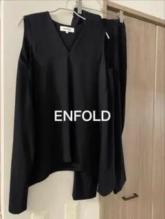 ENFOLD(エンフォルド) Vネックアシンメトリーカットソー　38 ネイビー
