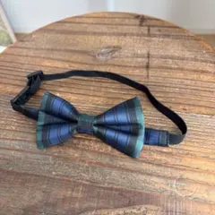 キッズ　H&M ネイビーとグリーンのチェック蝶ネクタイ