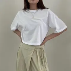 【Didot.】クロップド丈コットンTシャツ 半袖 カットソー F ホワイト
