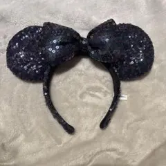 ミッキー型スパンコールカチューシャ 黒紫