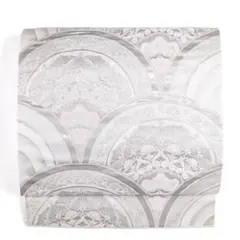 R8SK272 袋帯 銀糸 華文 青海波 礼装用 上品 六通柄 シルバー ピンク