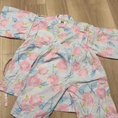 浅草中屋 子供 鯉口シャツ上下セット 和柄 獅子 白系 サイズ2号 